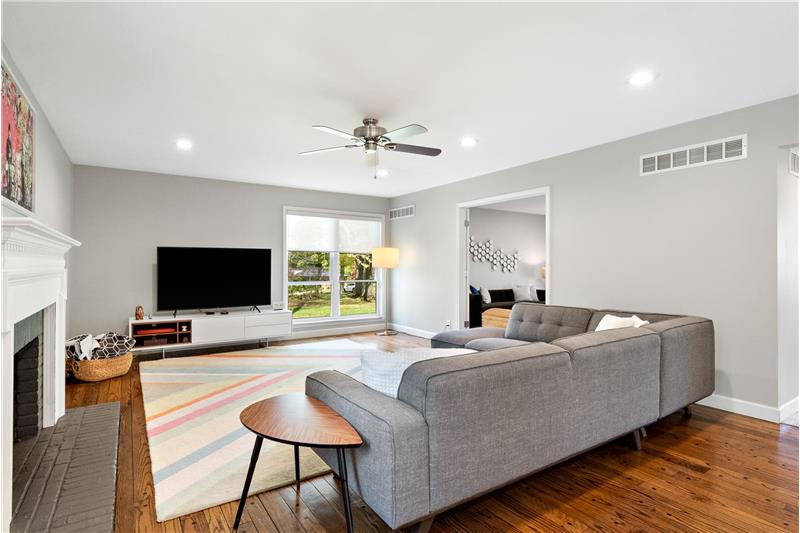 Family room with fireplace