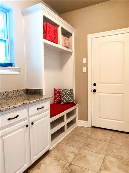 Pull into your garage, and go right into yourMudroom area