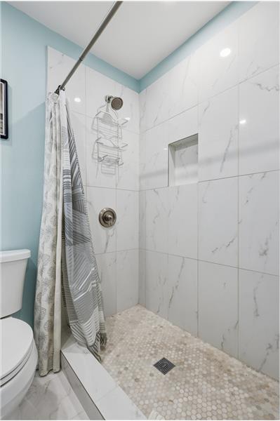 Large, walk in shower