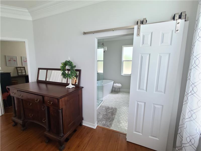 Barn door to Master Bathroom