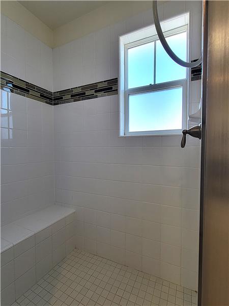 Low threshold, walk-in shower with seat!