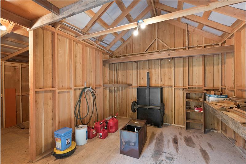 Flexible storage shed with electrical and double-door access