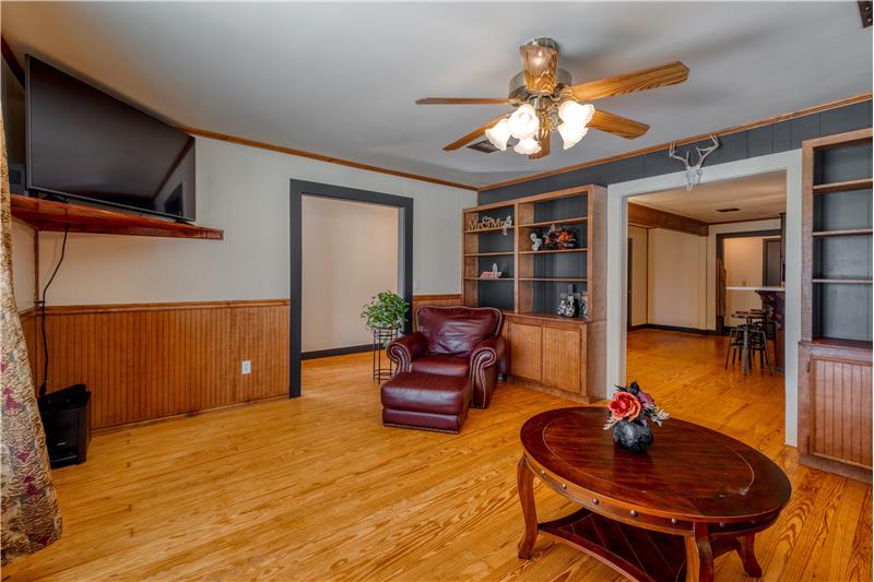 Spacious living area - original hardwood floors