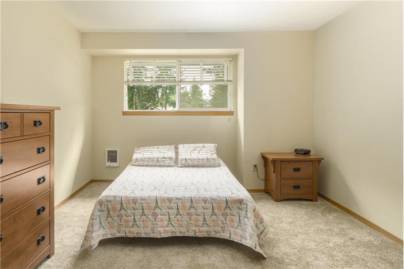 The spacious master bedroom has plenty of room for a queen or king bed.