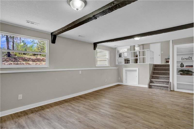 Lower Level Family Room with built-ins