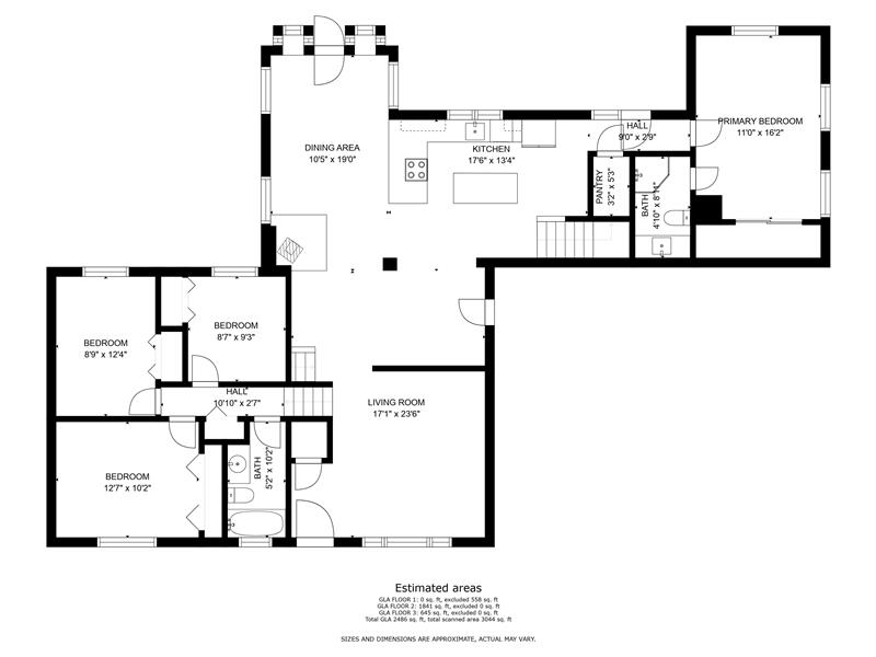 Main level and original upper level floor plan