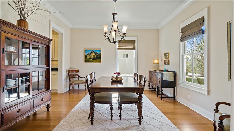 This large dining room connects with kitchen via butler's pantry.