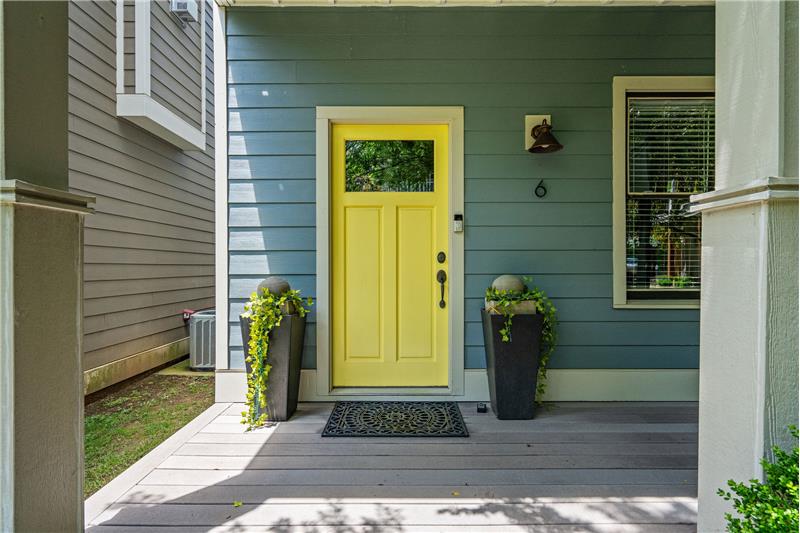 Welcoming yellow front door