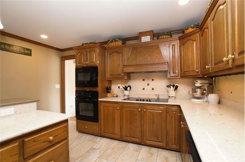 Granite counter tops and tile flooring