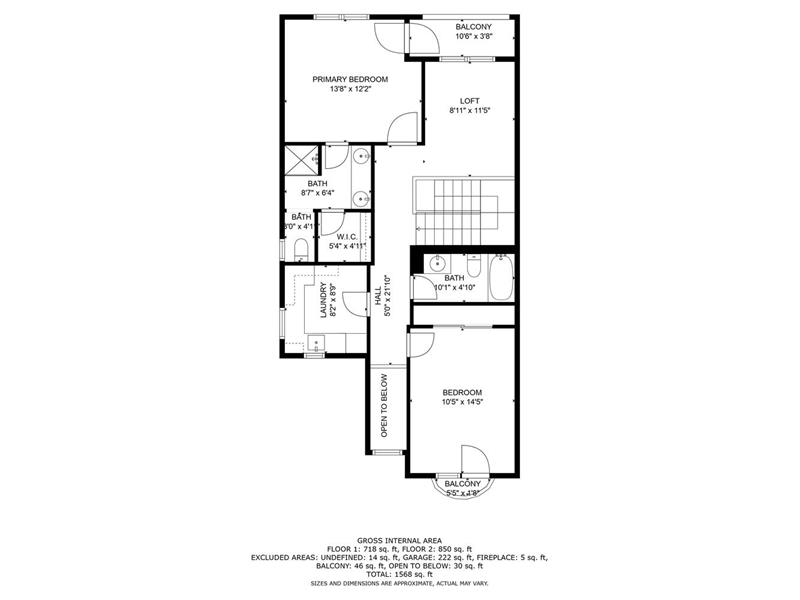 Upper level floor plan