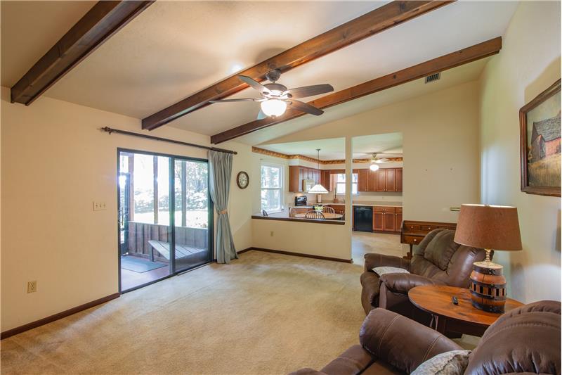 Family Room Beamed Ceiling