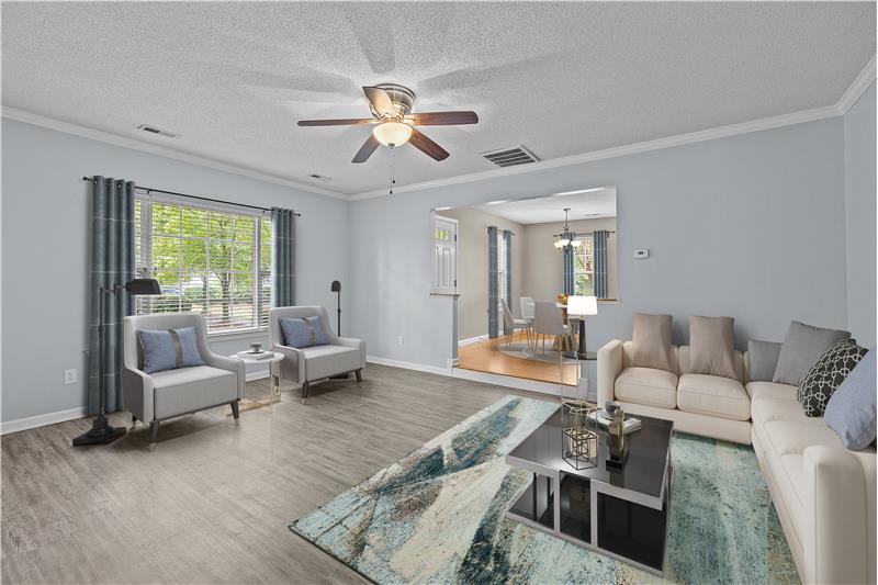 Virtually staged living room