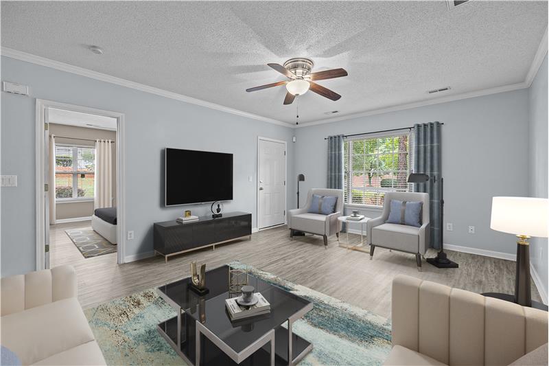 Virtually staged living room