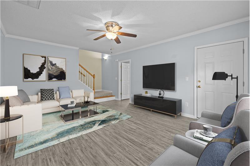 Virtually staged living room