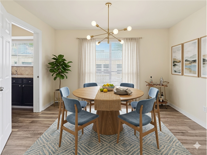Virtually staged dining room