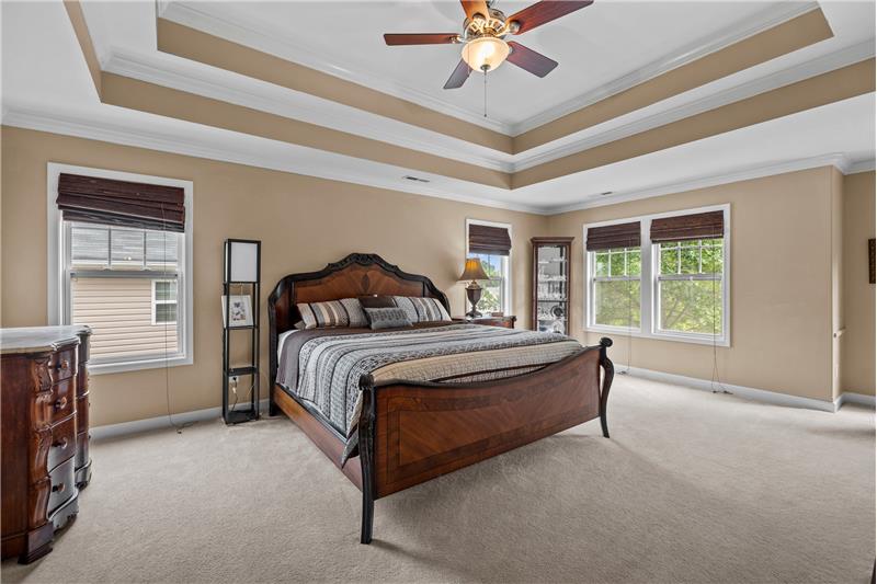 Owner's suite: oversized bedroom with double-trey ceiling, walk-in closet.