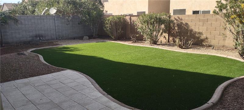 Artificial grass in back