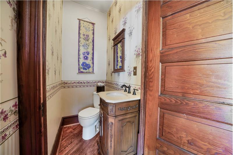 Powder room off foyer
