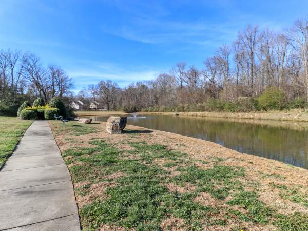 Community walking trails and pond