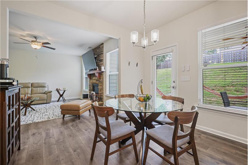 Breakfast area overlooking covered back patio