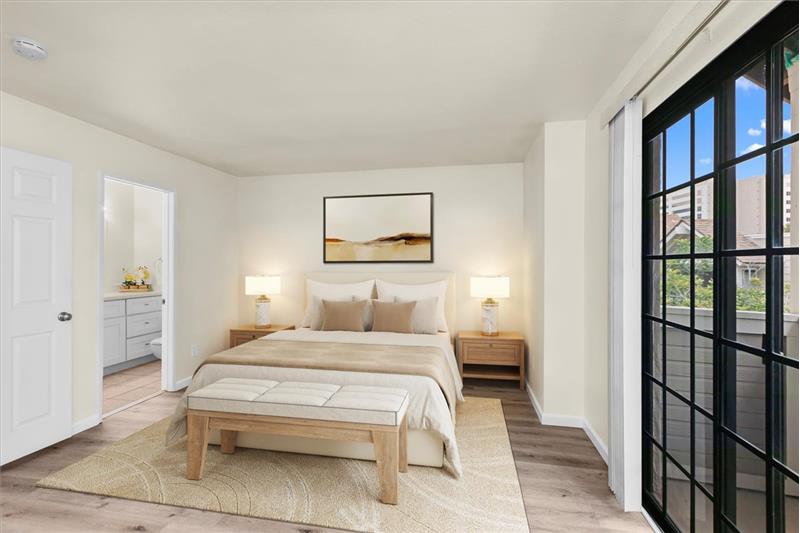 Master bedroom with balcony