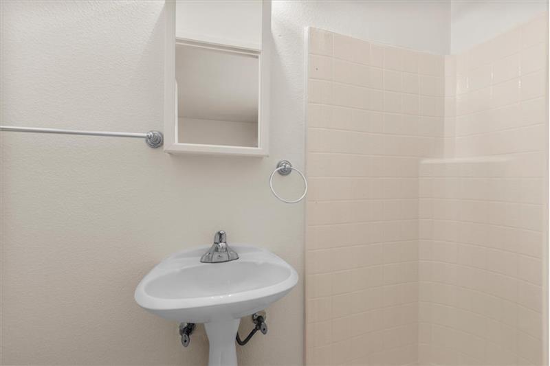 Secondary bath with step-n shower