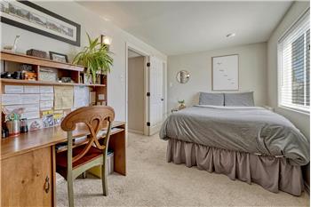 Lower Level Bedroom with walk in closet and study area.