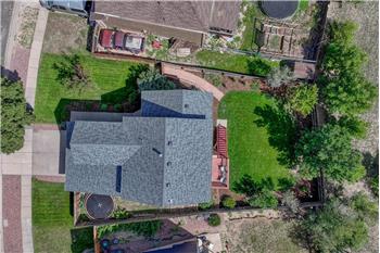 Aerial view of home and lot.