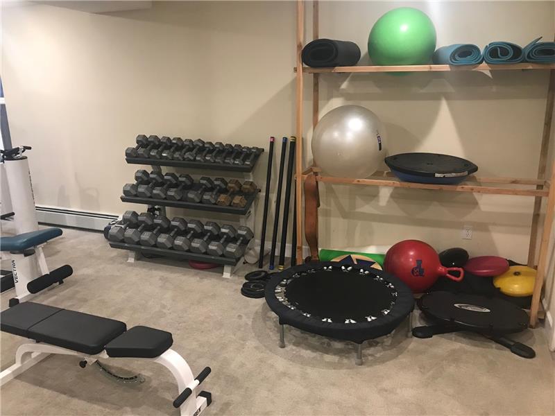 Part of the fitness center in the basement of the Common House