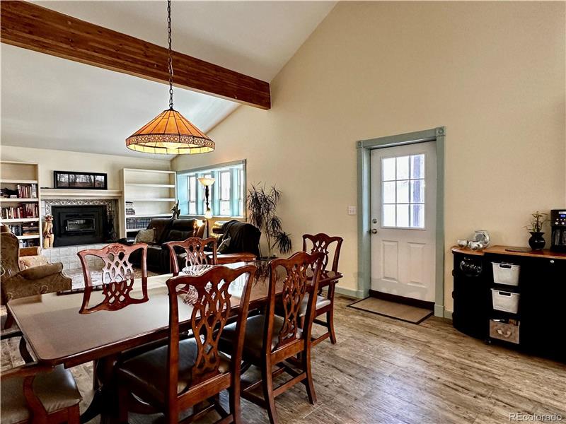 Door to covered deck is from dining room