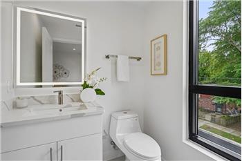 Conveniently located half bathroom on the main level.
