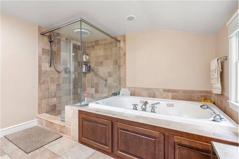 Master Suite Glass Shower and Jacuzzi