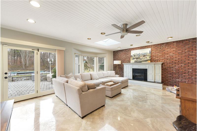 Marble Floor and Electric Fireplace