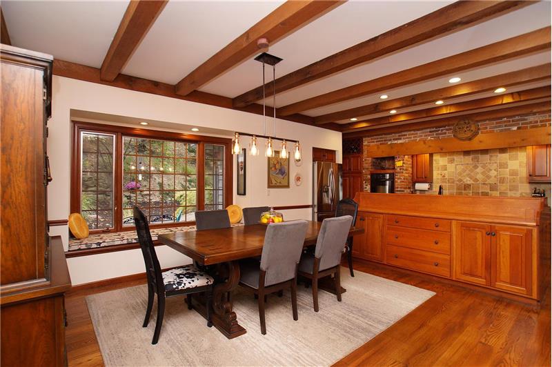 Hearth/dining room with window seating