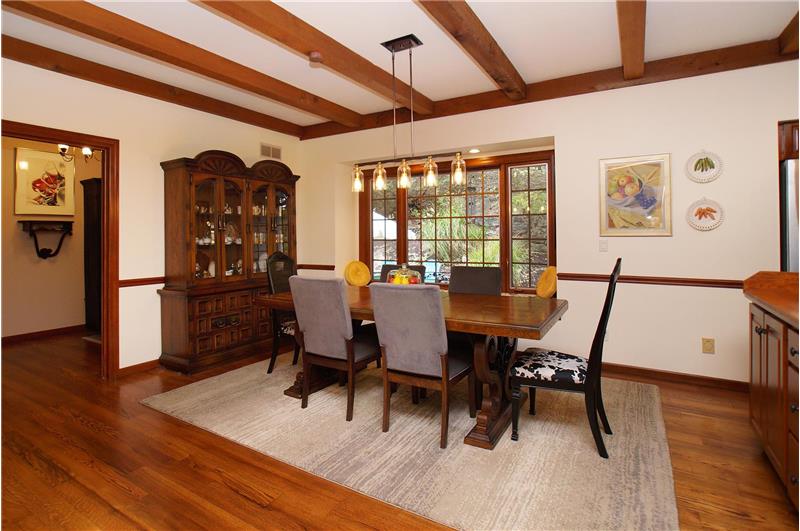 Hearth/dining room with updated lighting