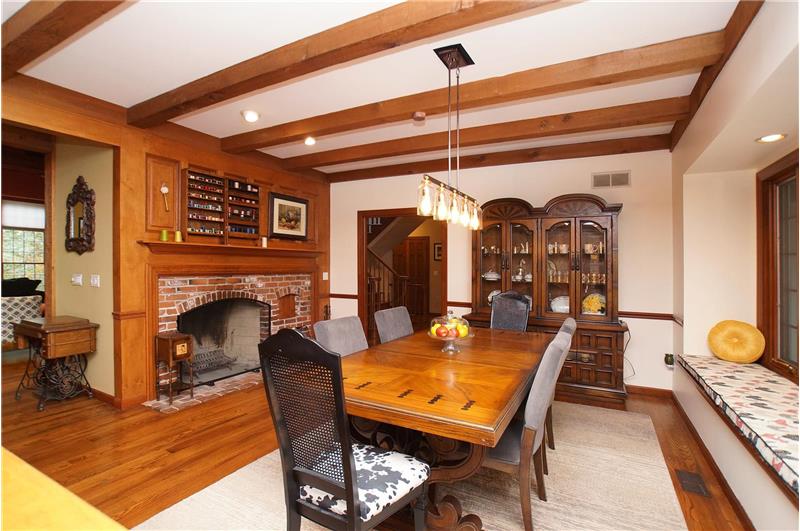 Hearth/dining room with custom woodwork