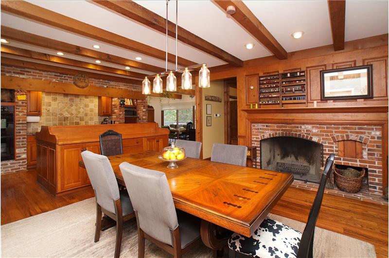 Hearth/dining room with warm fireplace
