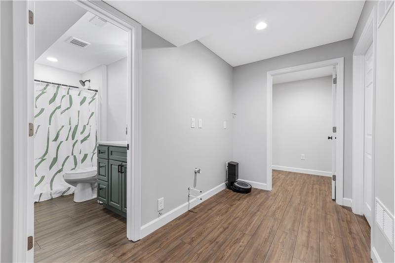 Ready for a wet bar. Plumbing is all here.