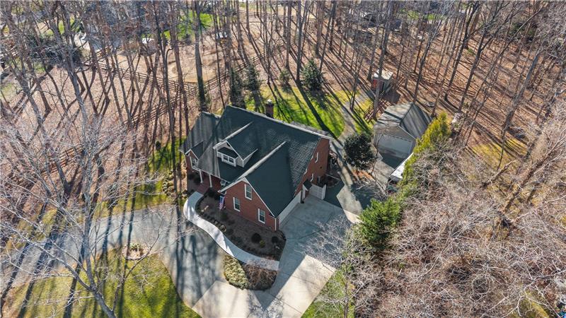 Aerial view of home and property.
