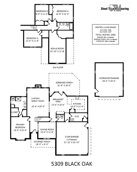 Floor Plan for 5309 Black Oak Lane.
