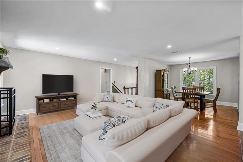 Open sight lines from great room to dining room