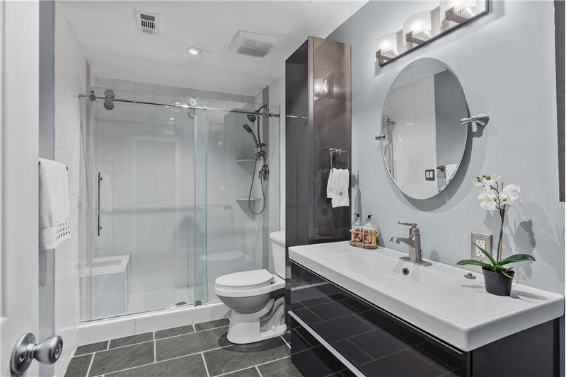 Renovated full bath on lower level