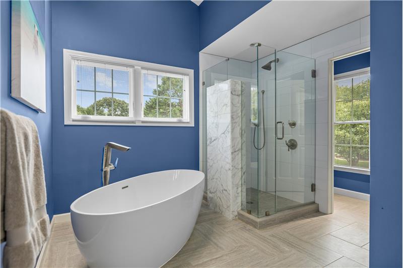 Primary bathroom remodeled in 2017.