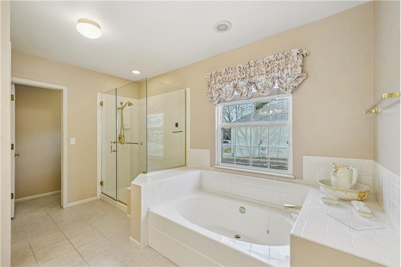 Separate shower and soaking tub