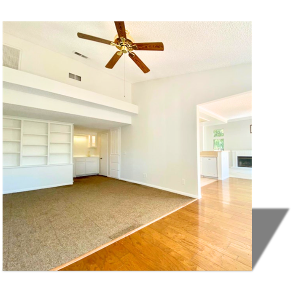 Bedroom One with wall to dining partially removed