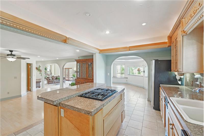 Gas cooktop with downdraft in island