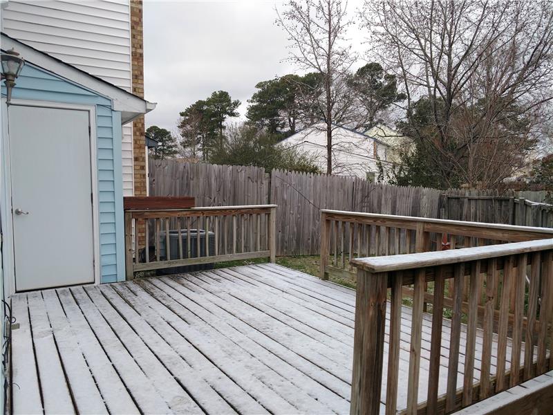 Deck in fenced back yard