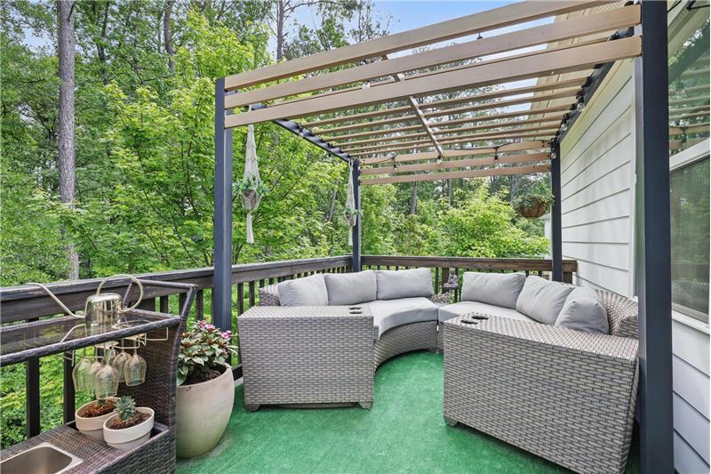 Private deck overlooking forest