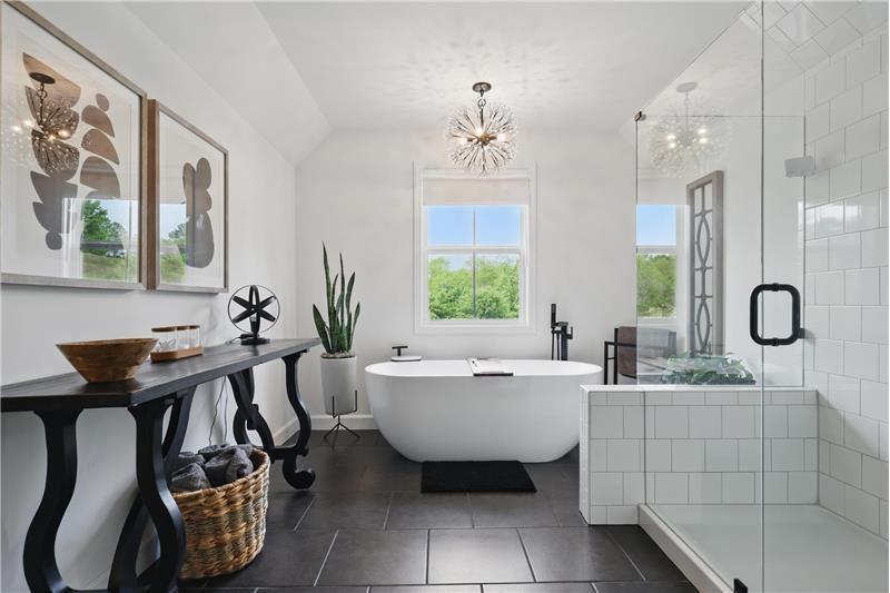 Oversized Soaking Tub and tiled Shower
