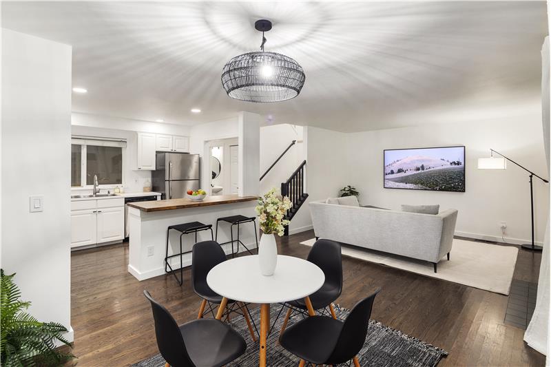 Dining area adjacent to kitchen and living room.